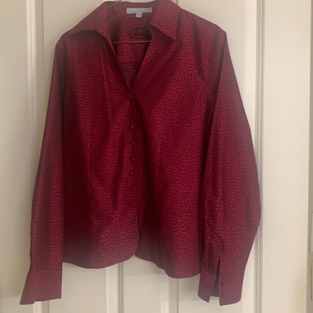 Foxcroft red dress blouse.